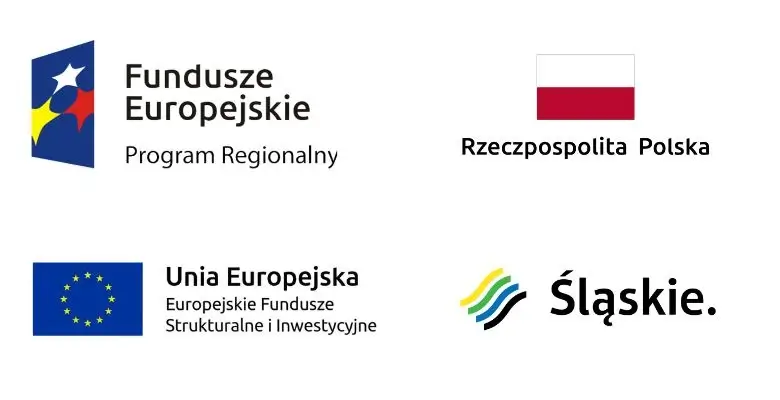 Belka z logotypami projektów unijnych zawierająca logotypy Funduszy Europejskich, Rzeczypospolitej Polski, Unii Europejskiej oraz województwa śląskiego.
